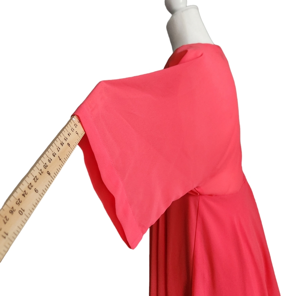 Forever 21 Front Deep V Flutter Sleeve Flowy Summer Dress Bright Coral Size L - Picture 4 of 16